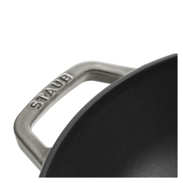 STAUB Specialities 30 cm / 12 inch Cast Iron Wok With Glass Lid, Graphite-Grey - Image 3