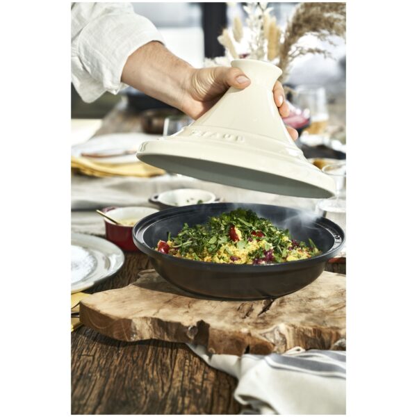 STAUB Specialities 28 cm Cast Iron Tajine, Cream - Image 2