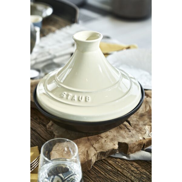 STAUB Specialities 28 cm Cast Iron Tajine, Cream - Image 3