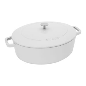 STAUB La Cocotte 5.5 L Cast Iron Oval French Oven, Pure-White (Visual Imperfections - B Stock)