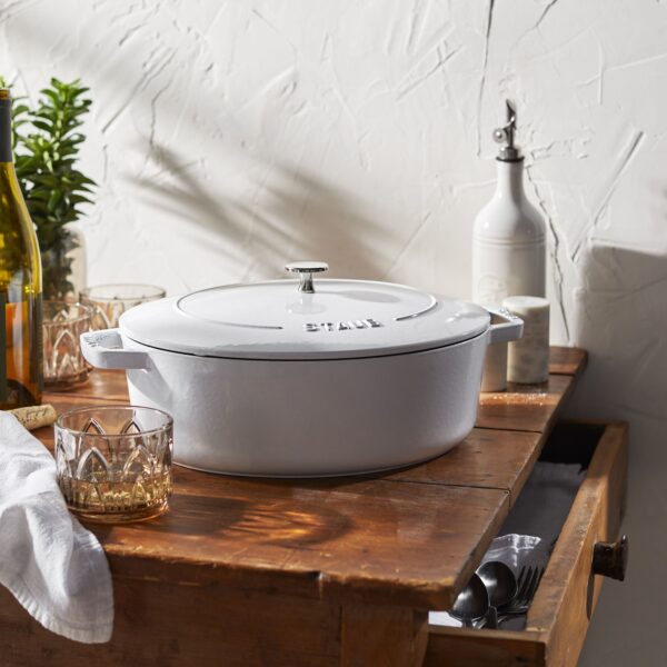 STAUB La Cocotte 5.5 L Cast Iron Oval French Oven, Pure-White (Visual Imperfections - B Stock) - Image 2