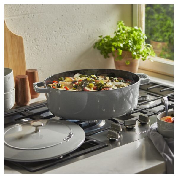 STAUB La Cocotte 6 L Cast Iron Oval Wide Oval Dutch Oven, White Truffle - Image 2