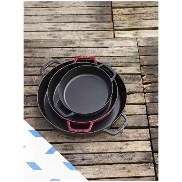 STAUB Pans 34 cm Cast Iron Double Handle Skillet, Black - Image 3