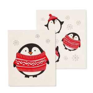 Holiday Penguin Dishcloths. Set of 2