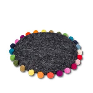 Pompom Edge Trivet Charcoal