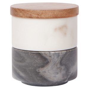 White + Slate Marble Salt Cellar
